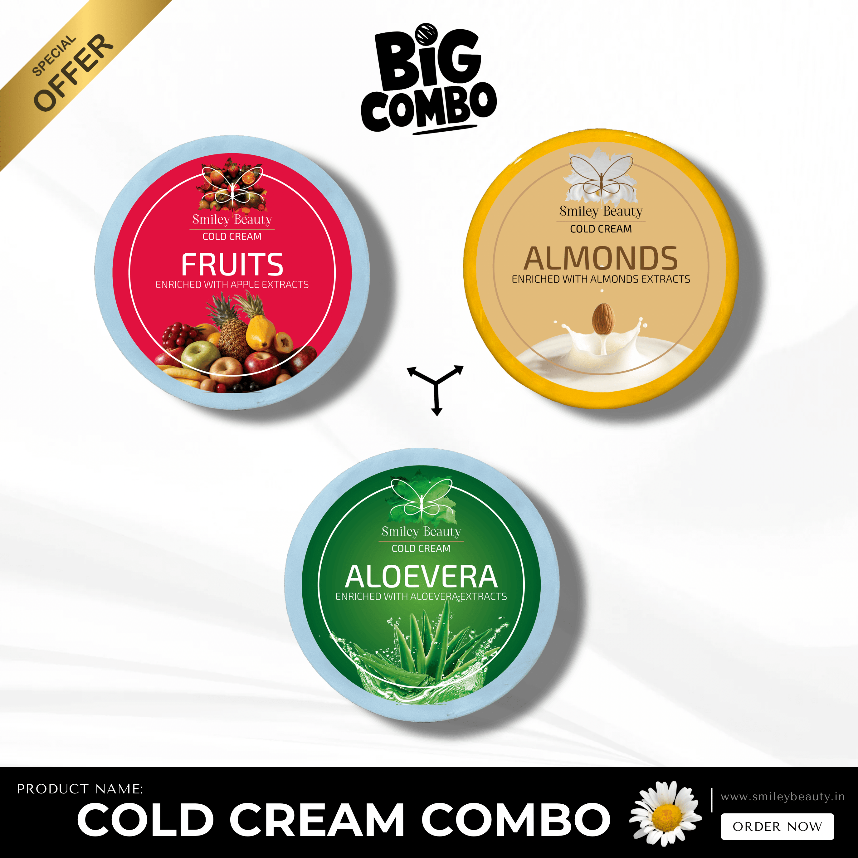 Cold Cream Combo – Almond, Mixed Fruit & Aloe Vera